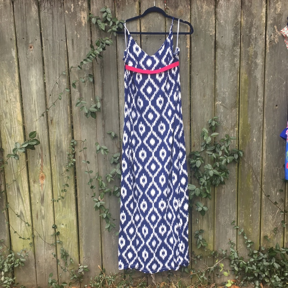 fun navy and white pattern maxi